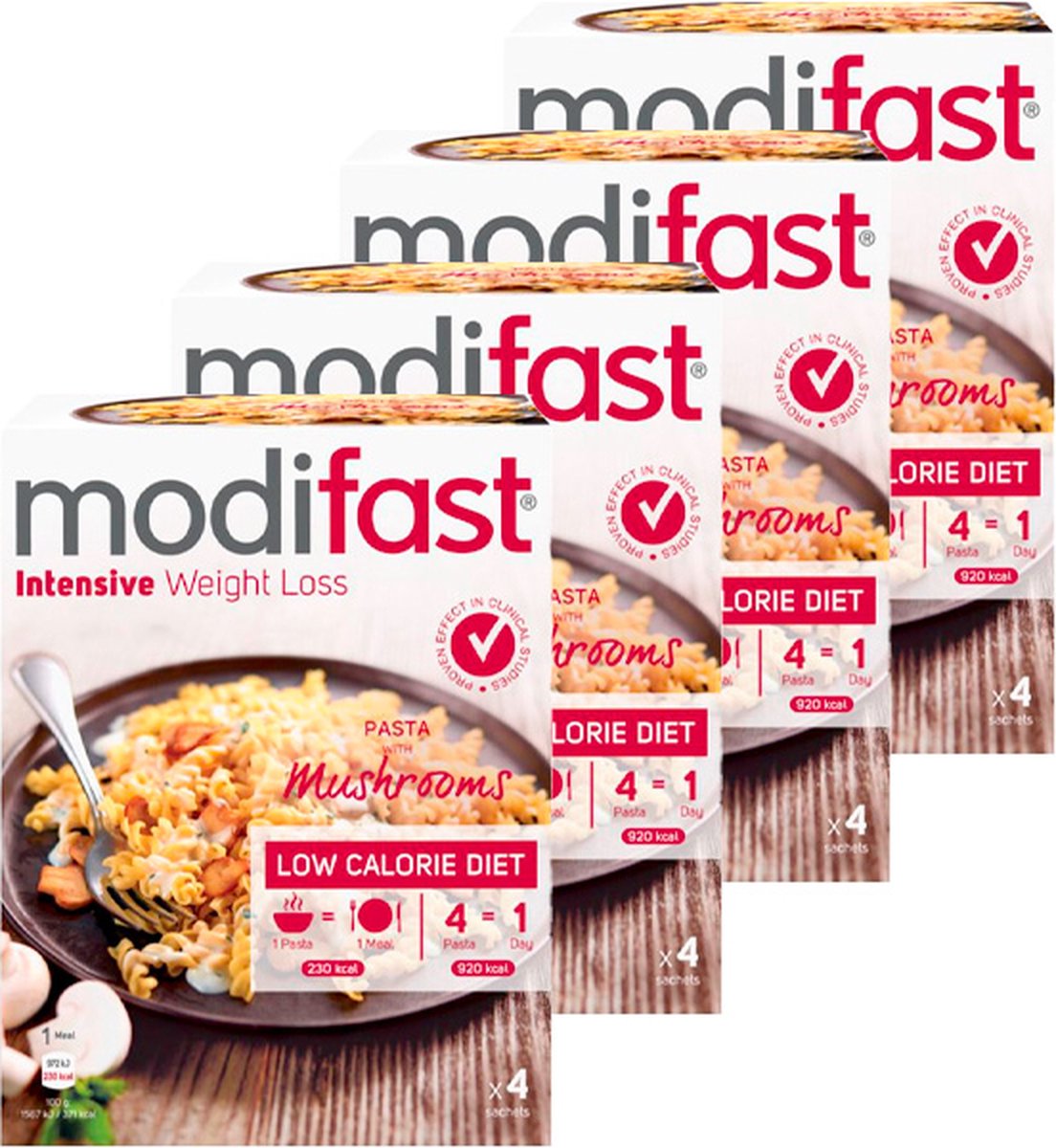 Goedkoopste Modifast | Intensive | Pasta with Mushrooms | 4 Stuks | 4 x 248 g