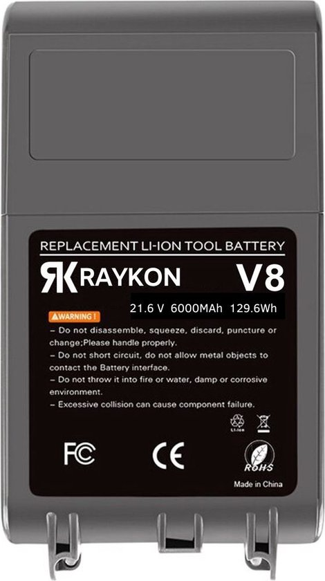 Huismerk Dyson V8 Batterij Absolute - Dyson V8 Accu - Voor Dyson V8 Absolute, Fluffy & Animal - 4000mAh - Raykon
