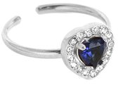 Ring - Hart met Zirkonia - RVS - One Size - Zilverkleurig en Blauw