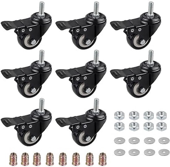 Roulettes robustes/ Roues de chariot pour Meubles - Roues robustes en caoutchouc-roulettes Heavy Duty / Roues de transport 360 k