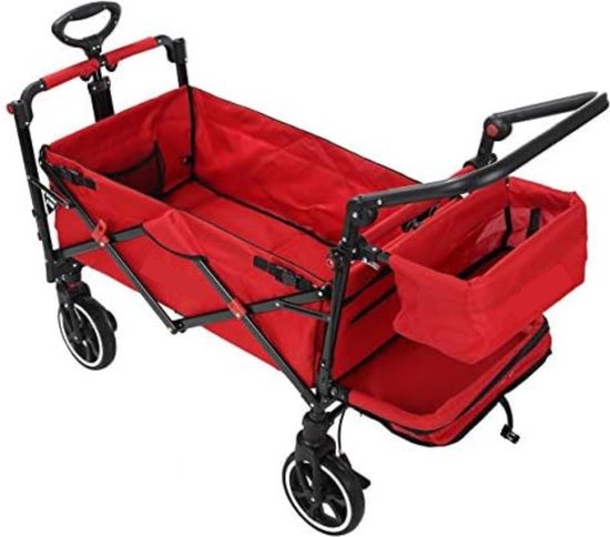 Bolderkar Kinderenvervoer - Bolderkar Met Duwstang - Rood — afbeelding 3