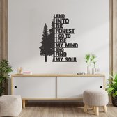 Wanddecoratie In To The Forest I Go - Muurdecoratie Natuur - Muurdecoratie Hout - Wanddecoratie Hout - Muurdecoratie Woonkamer - Wanddecoratie Woonkamer - Wanddecoratie Industrieel - Wanddecoratie Dieren - Home Decor - Wall Line Art - 72.5 x 59 cm