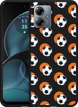 Cazy Hoesje Zwart geschikt voor Motorola Moto G14 Soccer Ball Orange