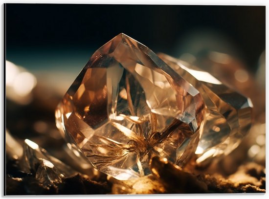 Dibond - Kristal - Goud - 40x30 cm Foto op Aluminium (Wanddecoratie van metaal)
