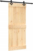 vidaXL - Schuifdeur - met - beslag - 90x210 - cm - massief - grenenhout