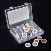 100 stuks 30 mm transparante muntcapsules van acrylkunststof met 100 EVA-schuimafdichtingen en 1 opbergdoos, muntencapsules, perfect voor het verzamelen van munten, muntenverzamelaars en