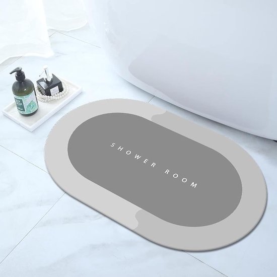 Tapis de sol super absorbant 40 x 60 cm, tapis de salle de bain antidérapant à séchage rapide, revêtement de sol en caoutchouc pour la maison, facile à nettoyer, tapis de bain pour baignoire, lavabo (gris)