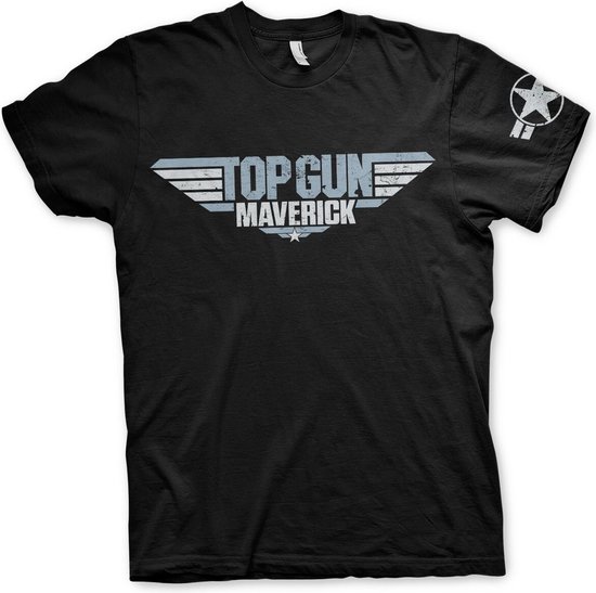 Top Gun Maverick Distressed Logo T-Shirt Black-2XL