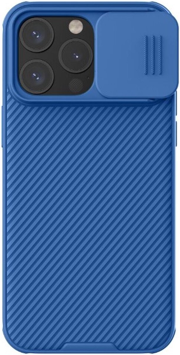 Geschikt voor Nillkin Apple iPhone 15 Pro CamShield Hoesje met Camera Slider Blauw
