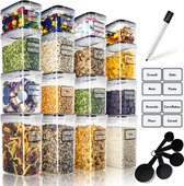 TNM Bocaux de conservation Jars 16 Set - Boîtes de Bidons alimentaires hermétiques de Luxe , récipient alimentaire - Sans BPA avec Cuillères et stylo marqueur