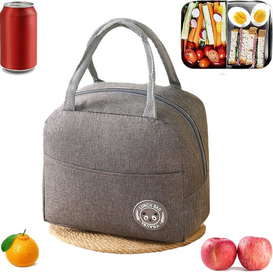 Rainbecom - Koeltassen - Lunchtas – 20x23x14 cm – 5.3 Liter - Grijs - Isolatie - 300D Kationisch Polyester - Handvat Riem - Koeltas - Lunch Bag - Geïsoleerde Koeltas – Picknicktas