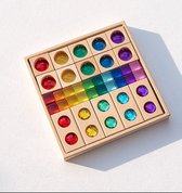 MOXZY® Houten Bouwblokken Sparkling Rainbow 29x29 cm- Houten blokken - Montessori - Houten speelgoed