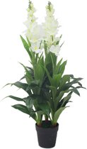 Kunst Gladiool Plant - Kunst bloemplant - 90cm - Wit - Namaak kunstplant met bloemen