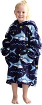 Shark snuggie enfant - sweat polaire - polaire snuggie kids 8/12 ans - taille 134/158 - 75 cm - chilling - kids snuggie - hoodie kids - oodie - relax outfit kids - noir - comvie