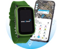 foto van One2track Connect UP groen - De allerleukste, stoerste & beste GPS horloge kind - Smartwatch kinderen (video)bellen & gebeld worden - GPS tracker kind met nauwkeurige locatiebepaling - SOS functie - Smartwatch kids met simkaart