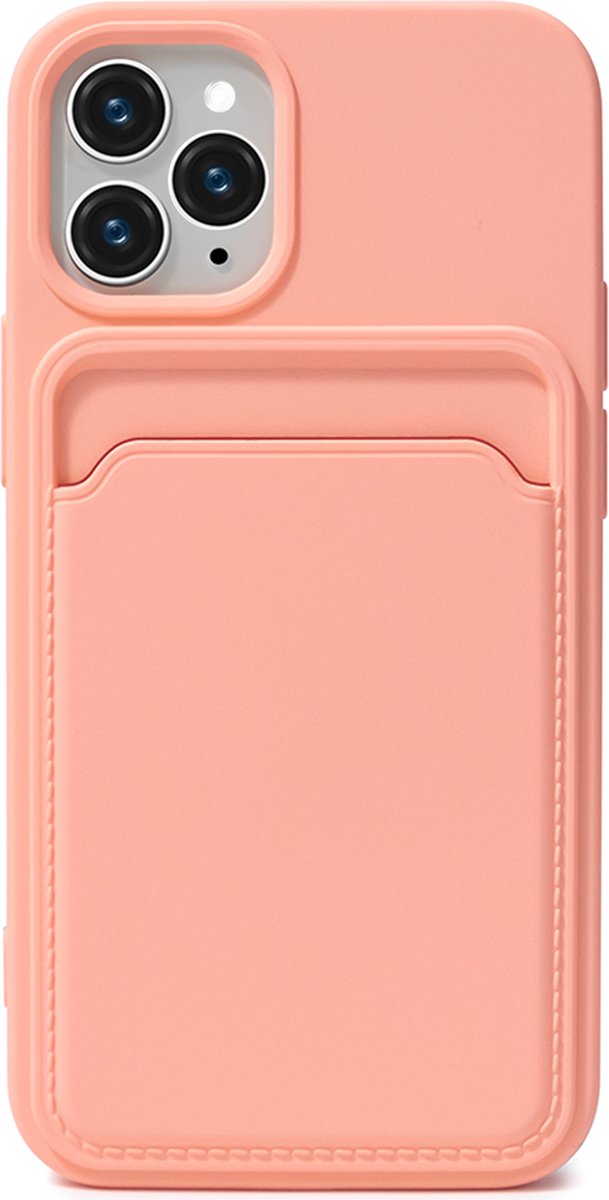 Hoesje Pasjeshouder geschikt voor iPhone 15 Pro Max - Siliconen Case Back Cover Roze