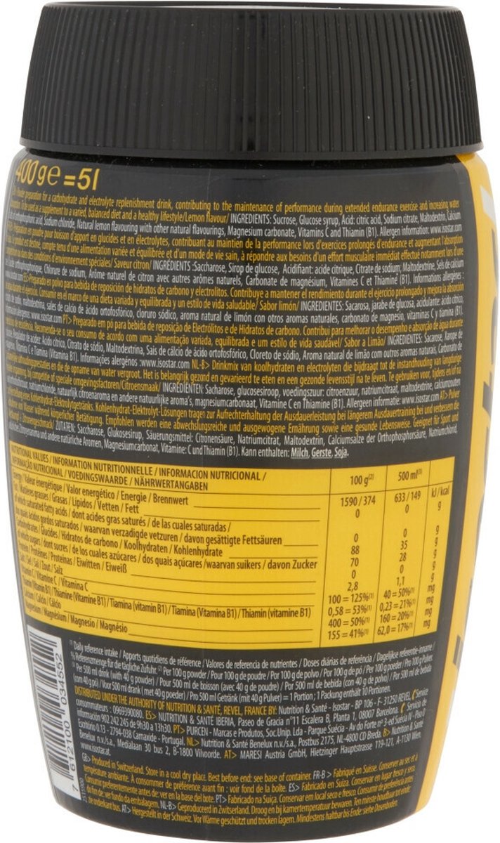 Isostar - Hydrate & Perform - Citroen smaak - 1 x 400 g - Isotone Sportdranken — afbeelding 3