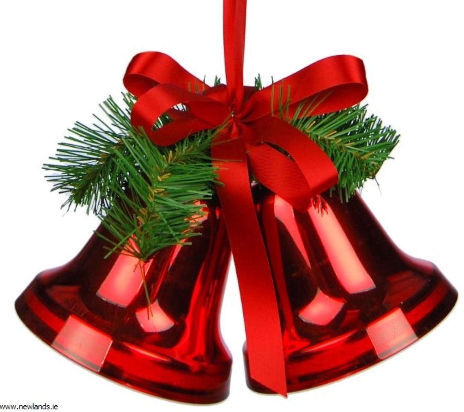 Twee klokken kerst rood 10 cm groen met strik Hortus