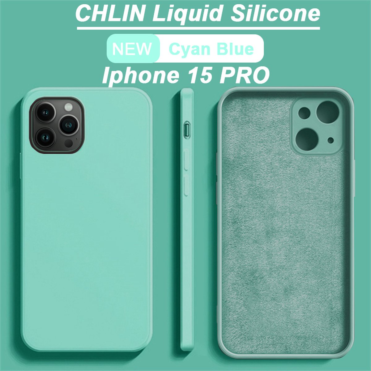 CL CHLIN® Premium Siliconen Case iPhone 15 Pro Blauw - iPhone 15 Pro hoesje - iPhone 15 Pro case - iPhone 15 Pro hoes - Silicone hoesje - iPhone 15 Pro protection - iPhone 15 Pro protector.