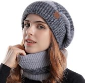 Bonnet d'hiver 2 en 1 pour femme, bonnet écharpe, bonnet chaud