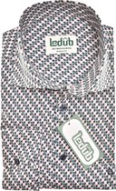 Ledub modern fit overhemd - popeline - middengroen dessin - Strijkvriendelijk - Boordmaat: 41