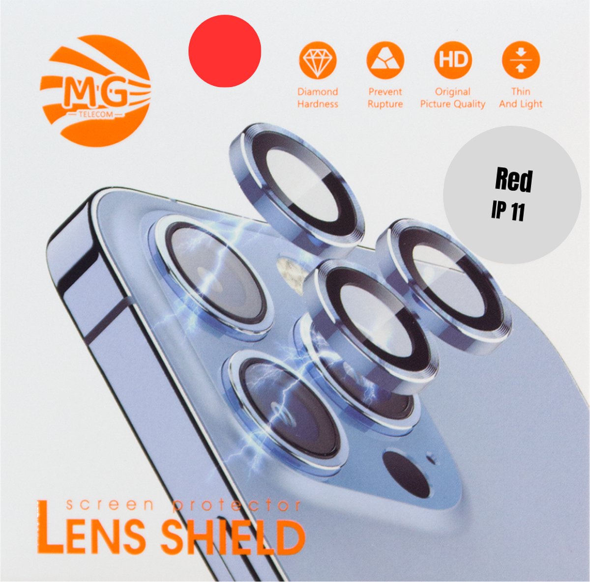 Geschikt Voor iPhone 11 Camera Lens Protector - Rood - Eenvoudige Installatie - Camera Protector iPhone 11 - Roestvrij Staal - Gehard Glas - Screenprotector