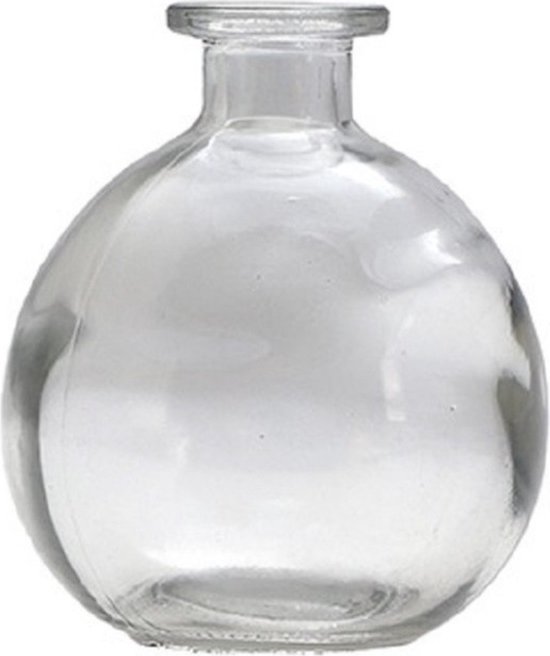 Chaks Bloemenvaas/flesvaas - helder glas - D12 x H14 cm - bolvaasje