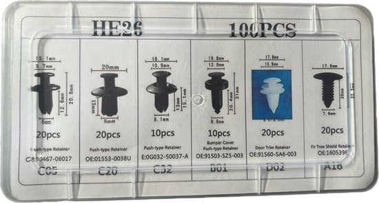 Clips en plastique Pop Rivet - 100 pièces - Clips de carénage moteur - Clips de montage intérieur de voiture - Panneau de garniture - Fixation pour panneaux de porte de voiture