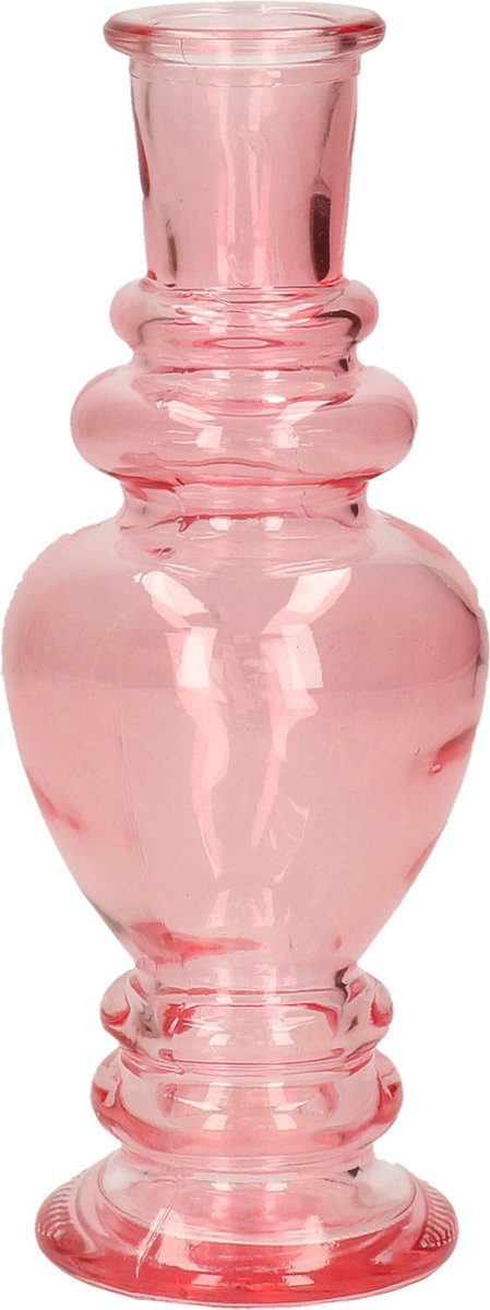 Ideas 4 Seasons Bloemenvaas Venice - voor kleine stelen/boeketten - gekleurd sierglas - helder roze - D5.7 x H15 cm