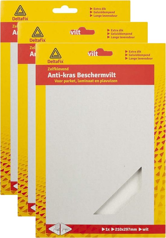 Deltafix Anti-krasvilt - 3x A4 knipvel - wit - 210 x 297 mm - rechthoek - zelfklevend - beschermvilt