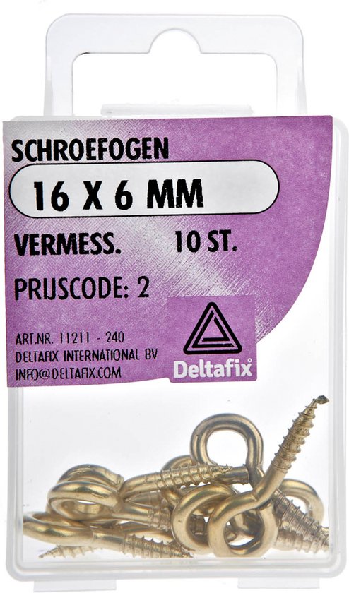 Deltafix Schroefogen - 10x - verzinkt metaal - 16 x 6 mm - ijzerwaren bevestigsmaterialen