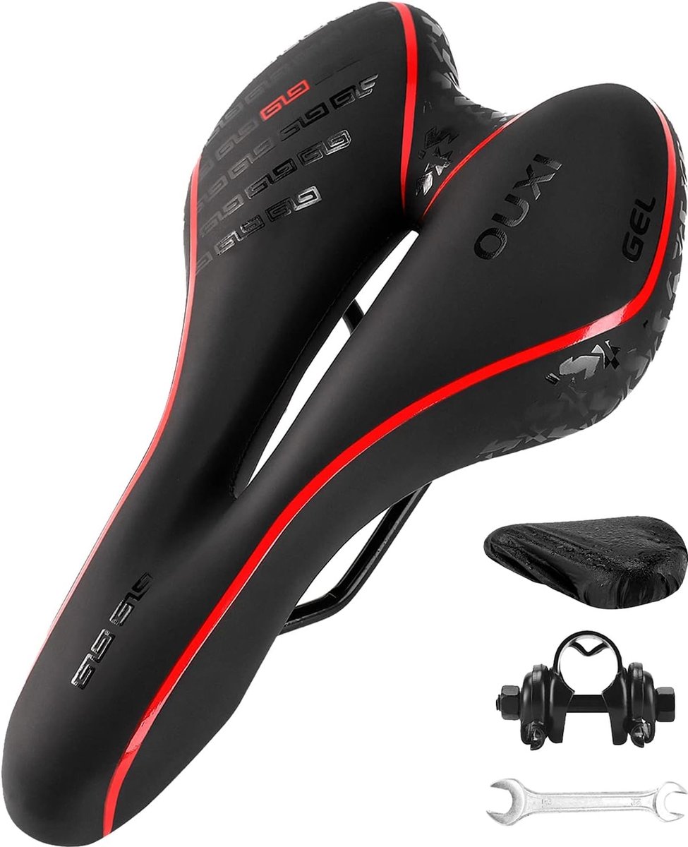 Fietszadel, Gel Fietszadel Comfortabel Hol Ergonomisch Fietszitje Touring Zadel Geschikt voor Mannen Vrouwen MTB Racefiets Mountainbike Hometrainer Stadsfiets Offroad E-bike