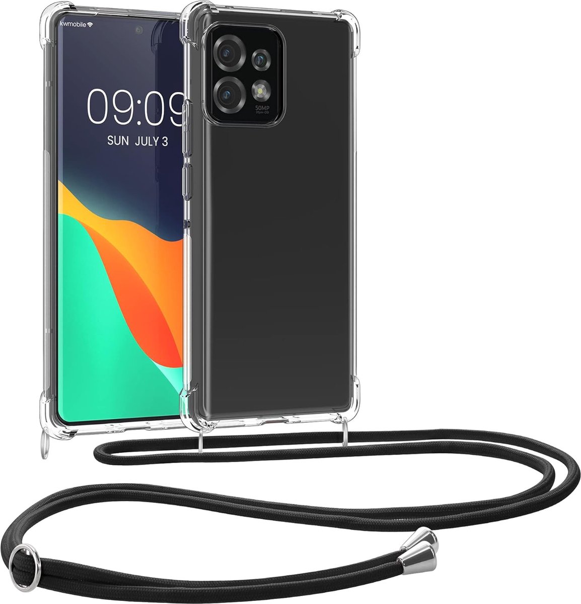 Geschikt voor Motorola Edge 40 Pro Hoesje met Koord - Transparant