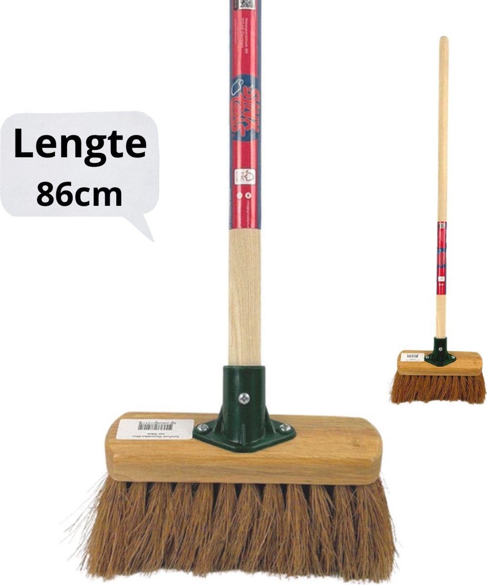 Goedkoopste Synx Tools Junior Kinderbezem Cocos Binnenbezem - Bezems / Zaalveger - Buitenspeelgoed - tuinierspeelgoed - Schepjes - Kinderen - Met houten Steel 86 cm
