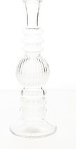 Kaarsen kandelaar Florence - transparant glas - ribbel - D8,5 x H23 cm