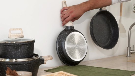 JUST PERFECTO Batterie de cuisine à induction avec couvercle – Pan à frire  en granit | bol