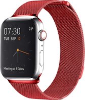 Mobigear - Watch bandje geschikt voor Apple Watch SE (44mm) Bandje Staal Magneetsluiting | Mobigear Milanese - Rood
