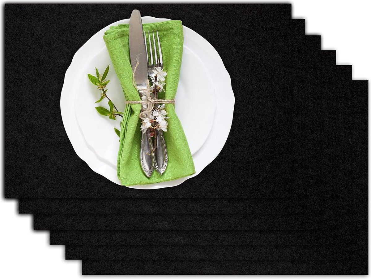 Wasbare vilten placemats in keuze uit moderne kleuren, set van 6.