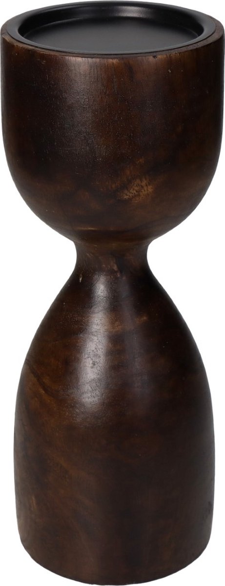 Kandelaar hout bruin 10x10x25 cm HD Collection