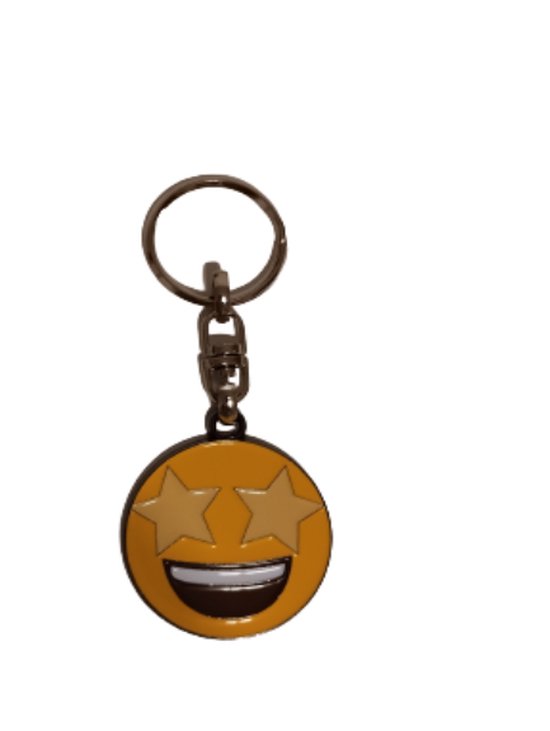 Emoji metalen sleutelhanger - sterren ogen