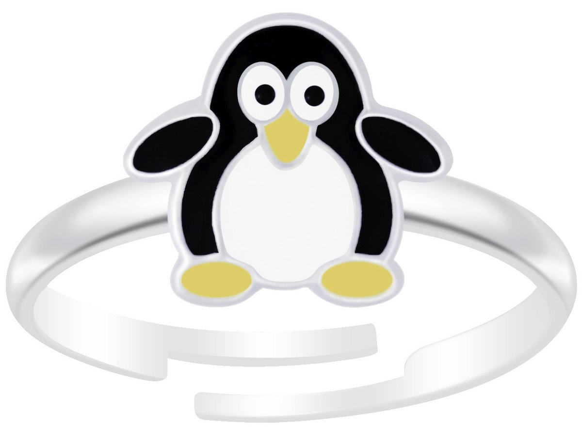 Joy|S - Zilveren pinguïn ring verstelbaar - voor kinderen