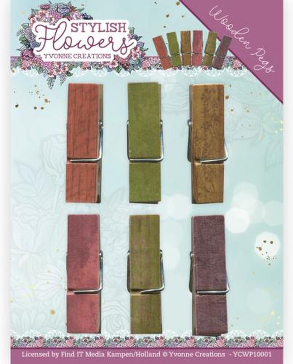 Yvonne Creations - Stylish Flowers - Wooden Pegs