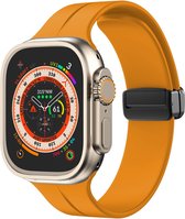 Siliconen bandje - geschikt voor Apple Watch Series 1/2/3/4/5/6/7/8/9/SE/SE 2 met case size 38 mm / 40 mm / 41 mm - geel