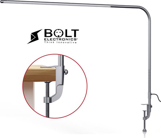 Bolt Electronics® IQ1000BER Bureaulamp LED - Leeslamp - Dimbaar - Met klem - Zilver