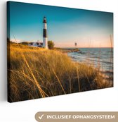 Canvas Schilderij Vuurtoren - Zee - Amerika - 30x20 cm - Wanddecoratie