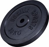 Gorilla Sports Gewichtsschijf - Halterschijf - 30 kg - Gietijzer Zwart - 30 mm