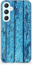 Backcase Siliconen Hoesje Geschikt voor Samsung Galaxy S23 FE Telefoonhoesje Wood Blue