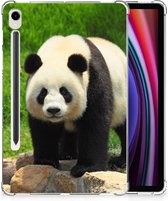 Hoesje Geschikt voor Samsung Galaxy Tab S9 Tablethoes Kinderen Panda met transparant zijkanten