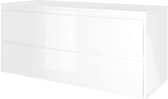 Proline polystone Elegant badmeubelset met wastafelonderkast met 2 lades en polystone wastafel zonder kraangat 120 x 54,5 x 46 cm, glanzend wit /