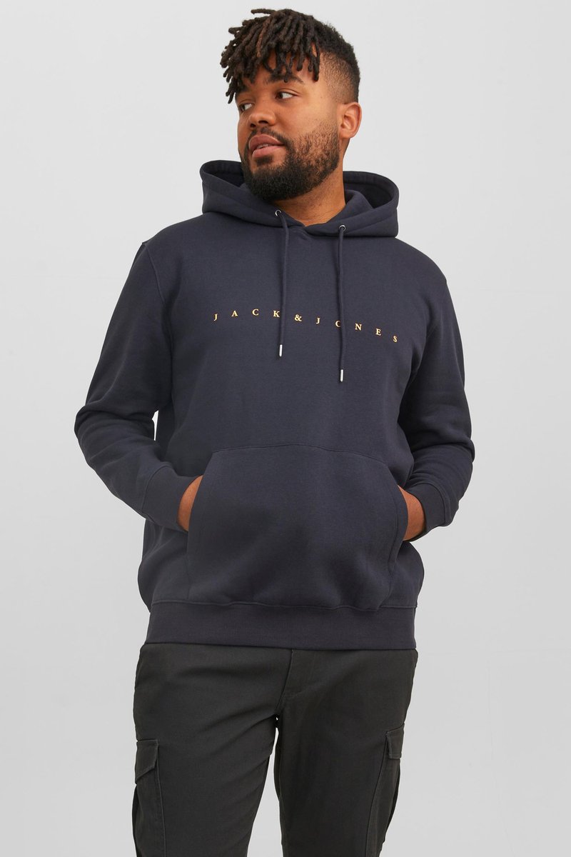 Jack & Jones Trui Jjestar Jj Sweat Hood Noos Pls 12243527 Dark Navy Mannen Maat — afbeelding 11